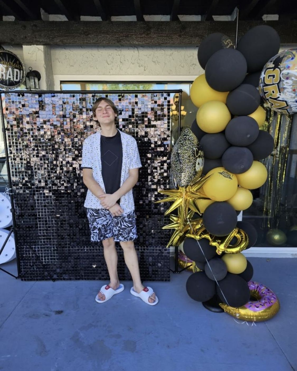 Customer photo review of Black Shimmer Wall Panels – Easy Setup Wedding/Event/Theme Party Decorations