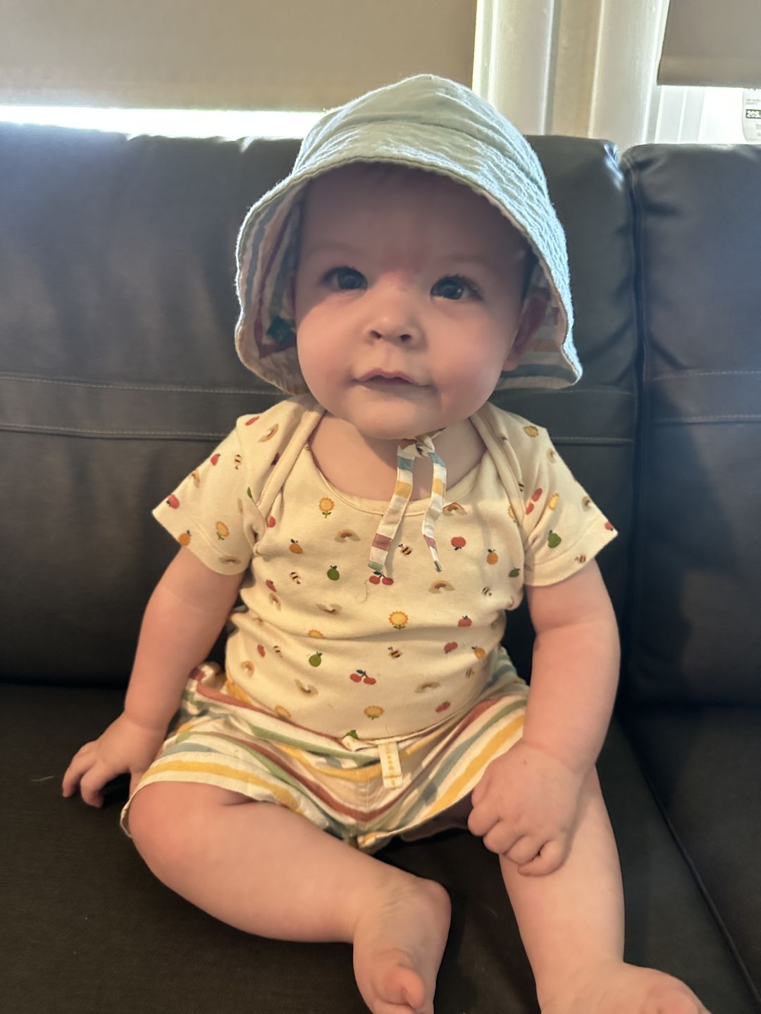 Customer photo review of By The Sea Rainbow Striped Seersucker Shorts