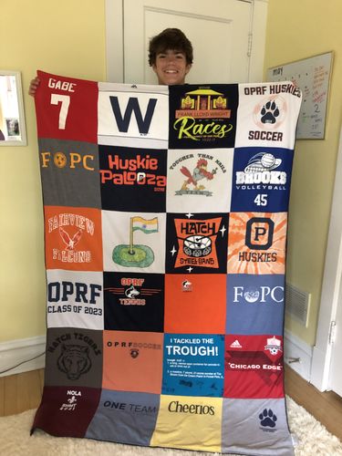 T-shirt quilt featuring oprf huskies by Michele from IL