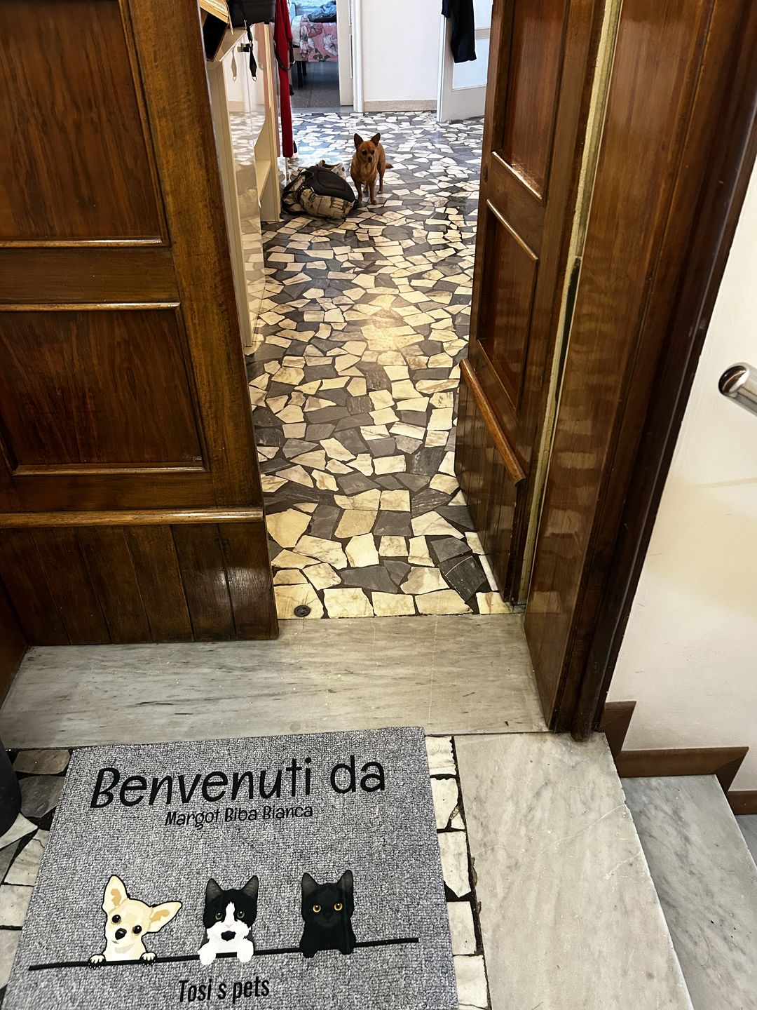 Customer photo review of Tutti i miei amici pelosi - Zerbino personalizzato