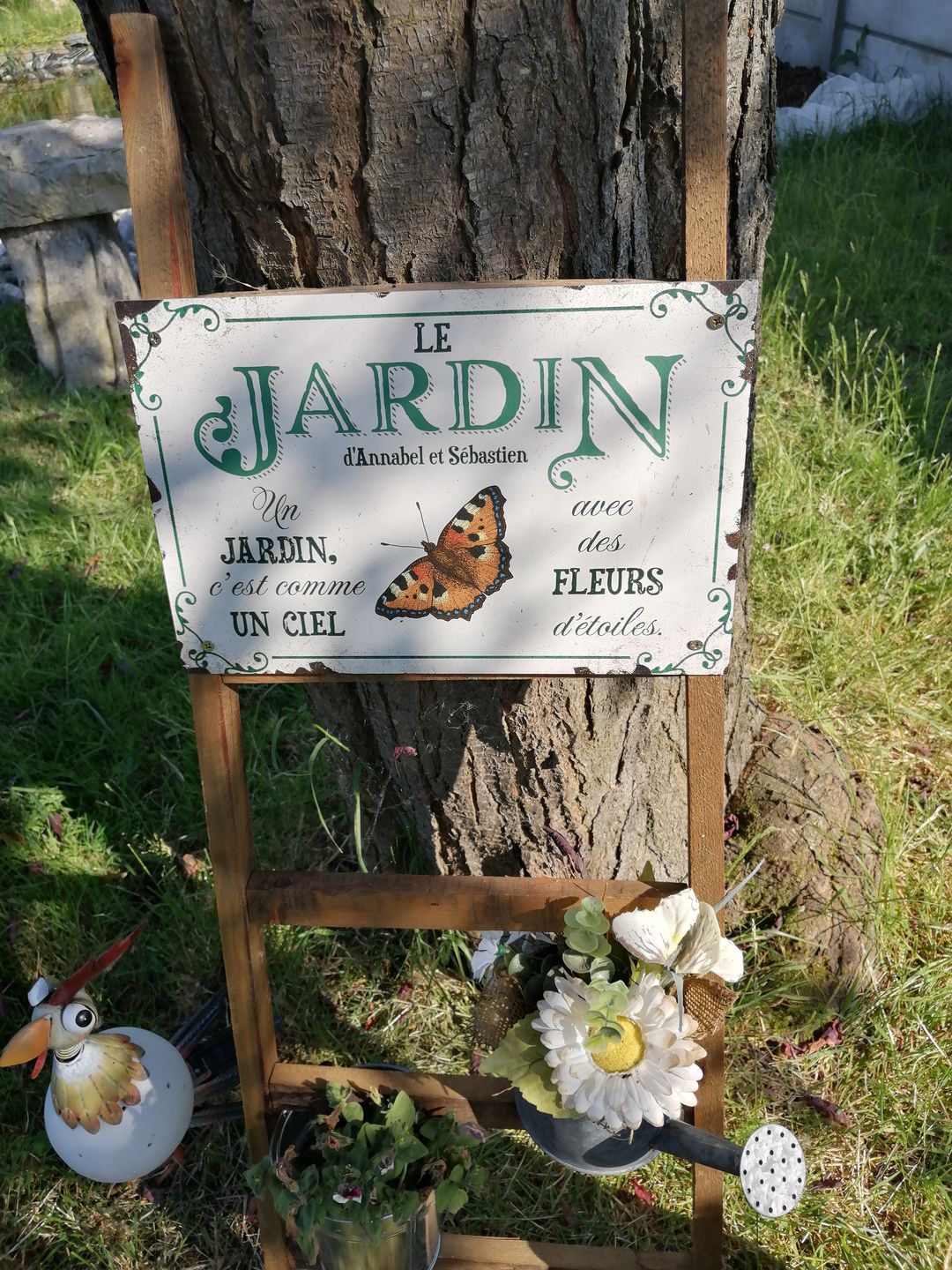 Customer photo review of Joie dans le jardin - Plaque de porte personnalisée