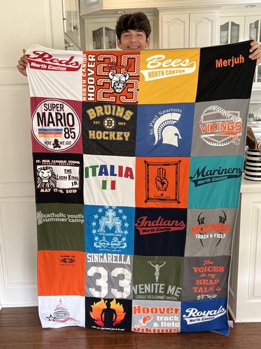 T-shirt quilt featuring bees, bruins by Andrea from OH