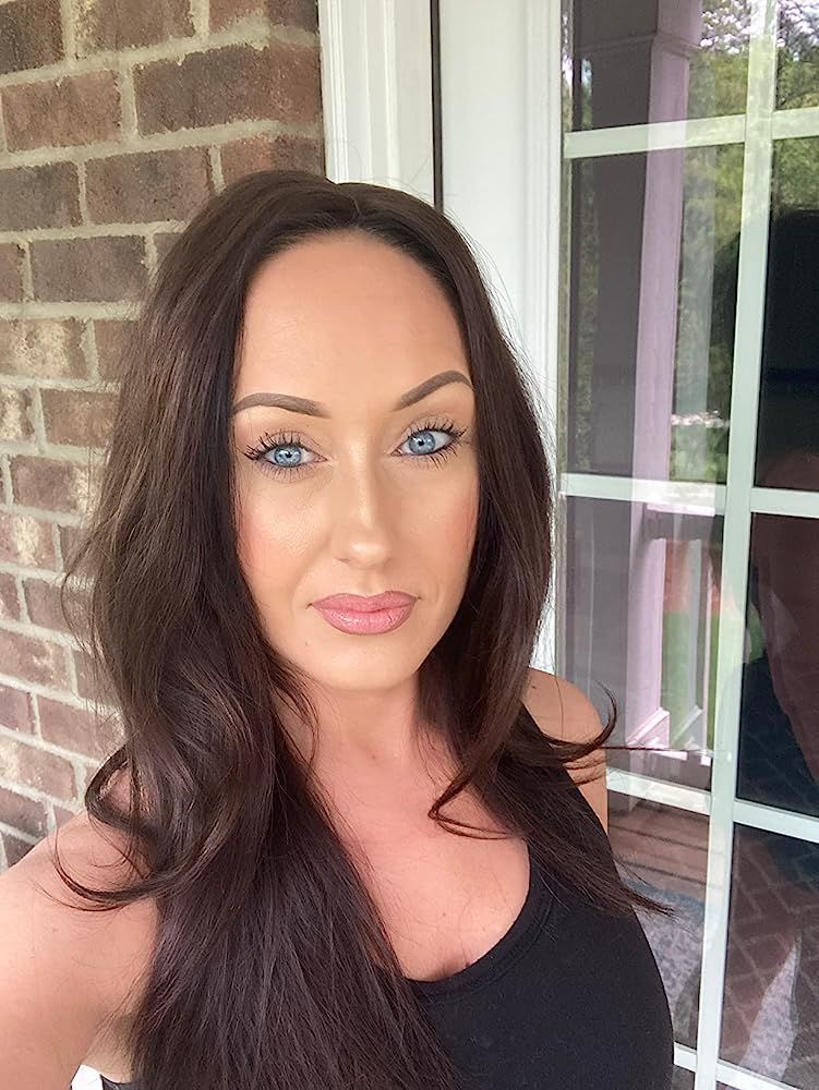 Customer photo review of Moresoo Clip In Mono Topper Real Virgin Human Hair 3*5inch Cap Dark Brown(#2)