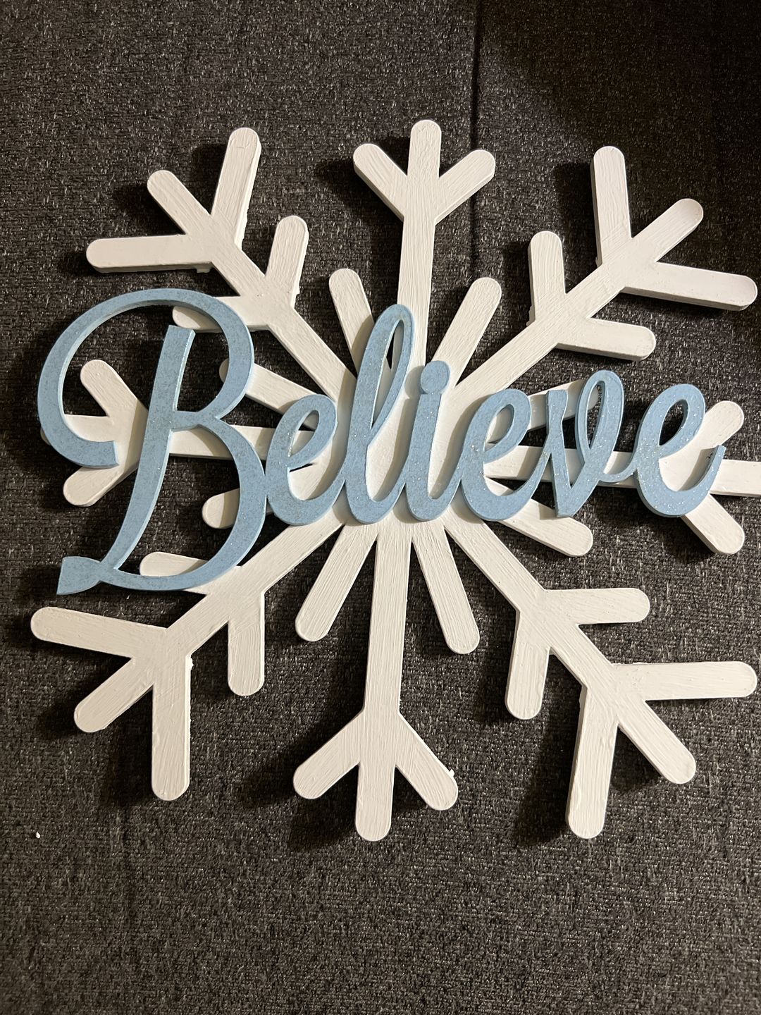 Customer photo review of Unfinished Wood Snowflake Shape - Winter Decor - Craft - up to 24" DIY