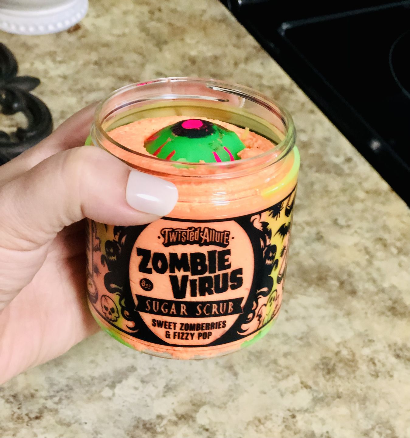 Customer photo review of Zombie Virus Sugar Scrub ( Zomberries & Fizzy Pop)