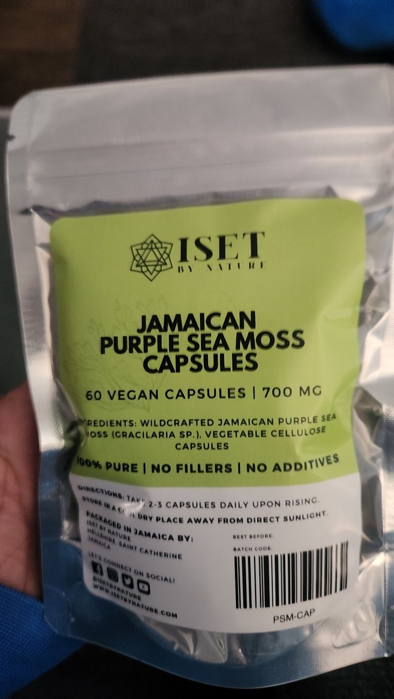 Customer photo review of Jamaican Purple Sea Moss Capsules | 700 mg | 100% Pure | No Fillers | 60 Vegan Capsules