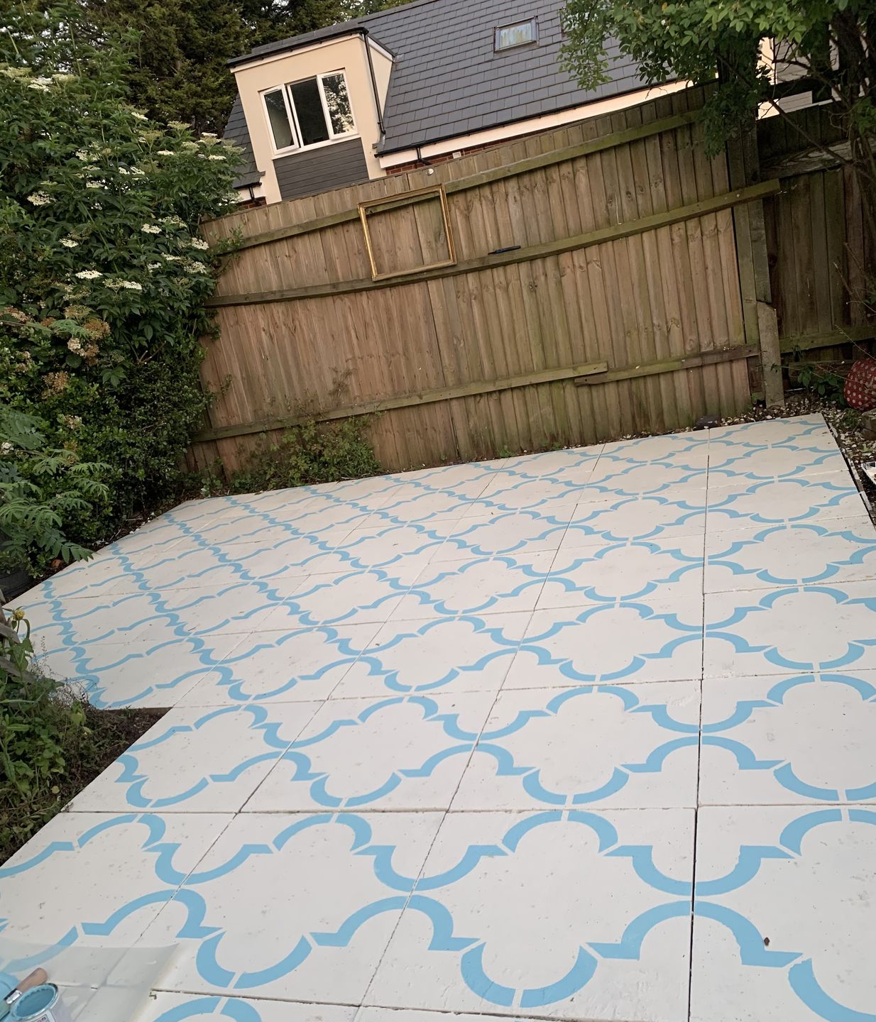 Customer photo review of Jannah Patio Stencil - Square Slabs