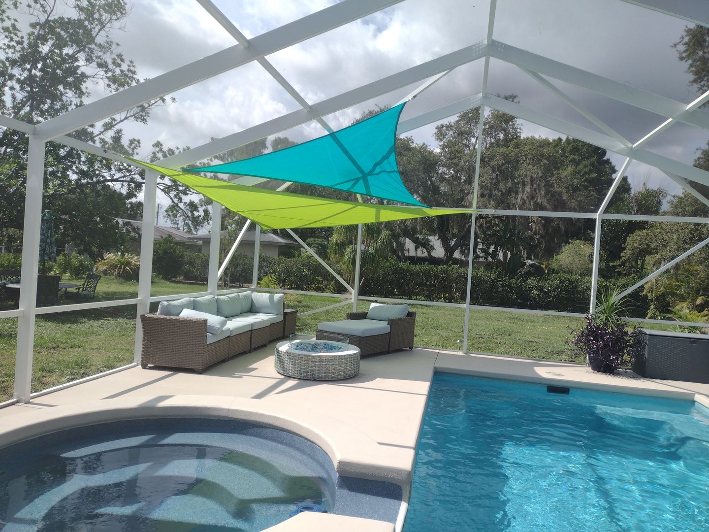 Customer photo review of Opaque Privacy Protection Outdoor Waterproof Sun Shade Sail Canopy Triangle UV Block for Patio