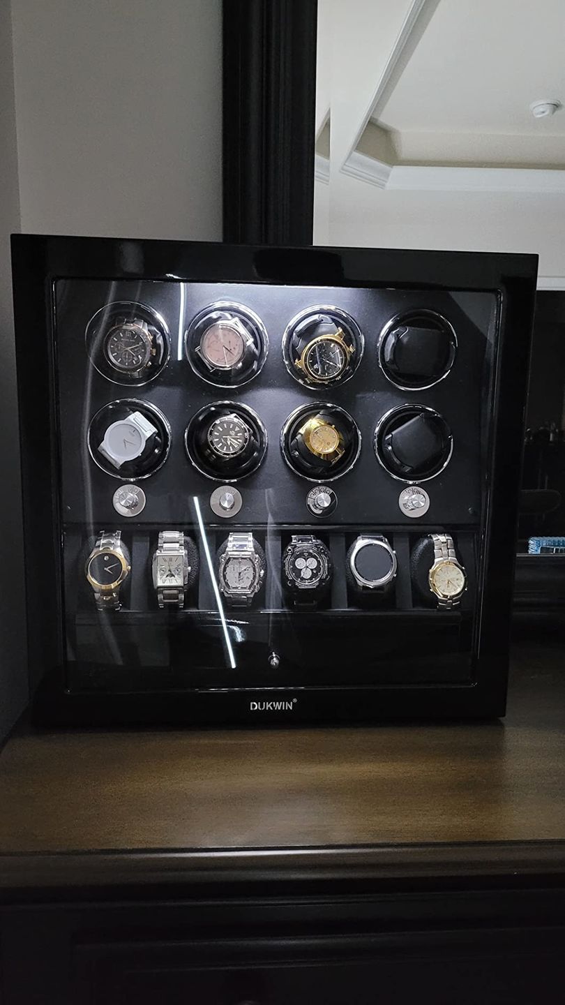 Customer photo review of 8 Watch Winders with Extra 6 Watch Display Storage and Jewelry Drawer