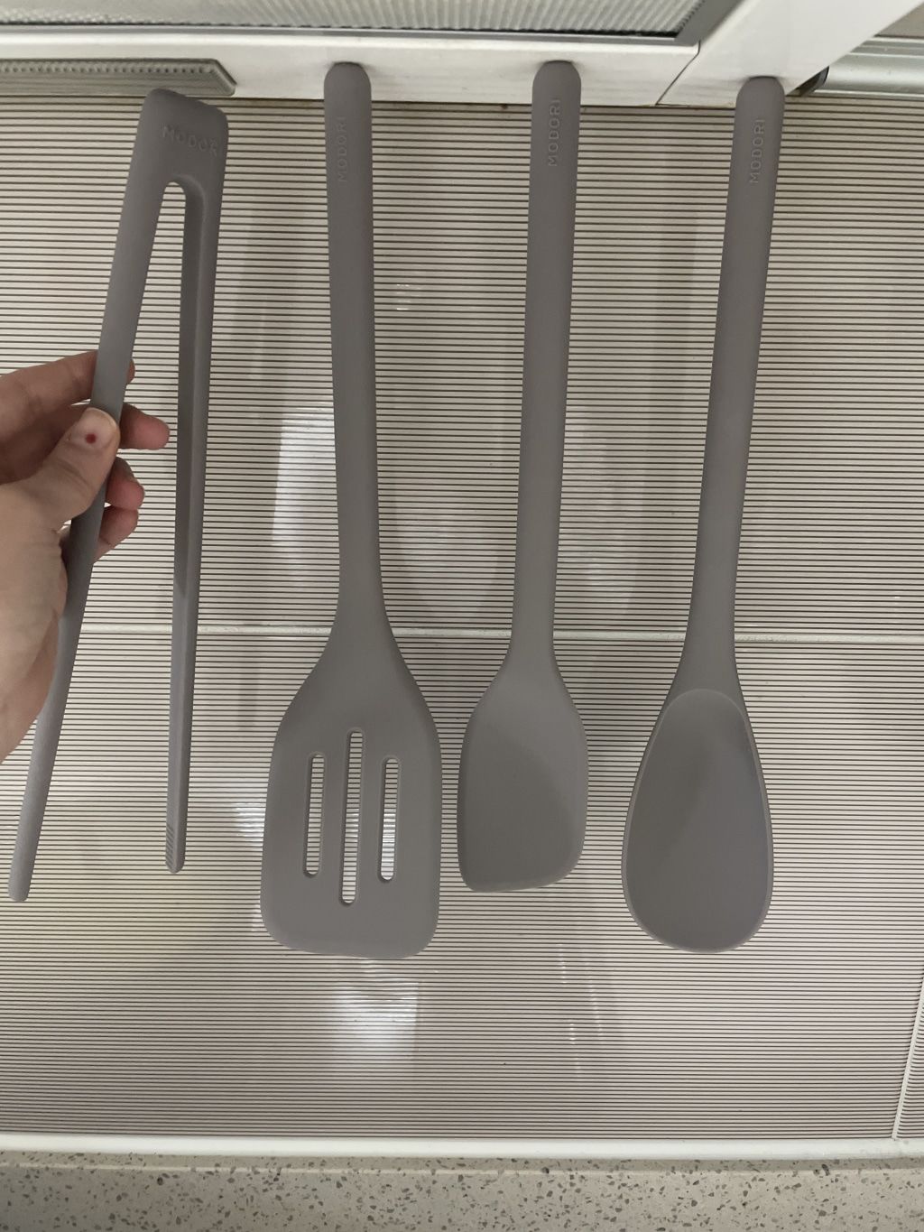 Customer photo review of Magnetic Cooking Utensils (Set of 4, Included Rack)