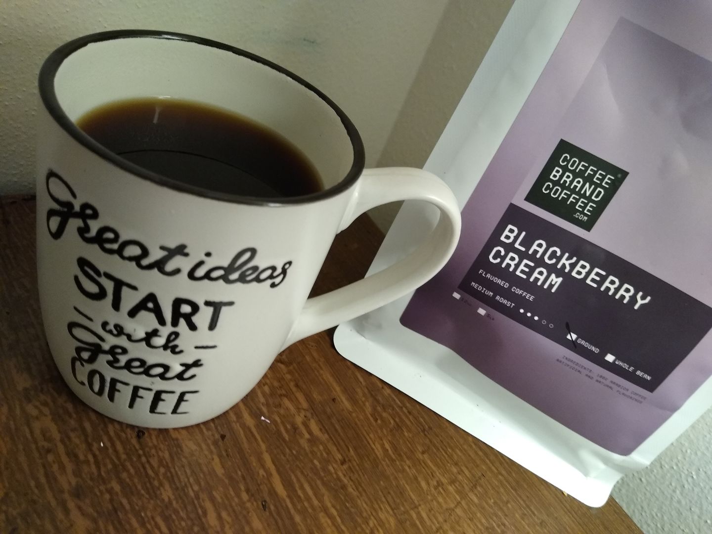 Customer photo review of Blackberry Cream Flavored Coffee