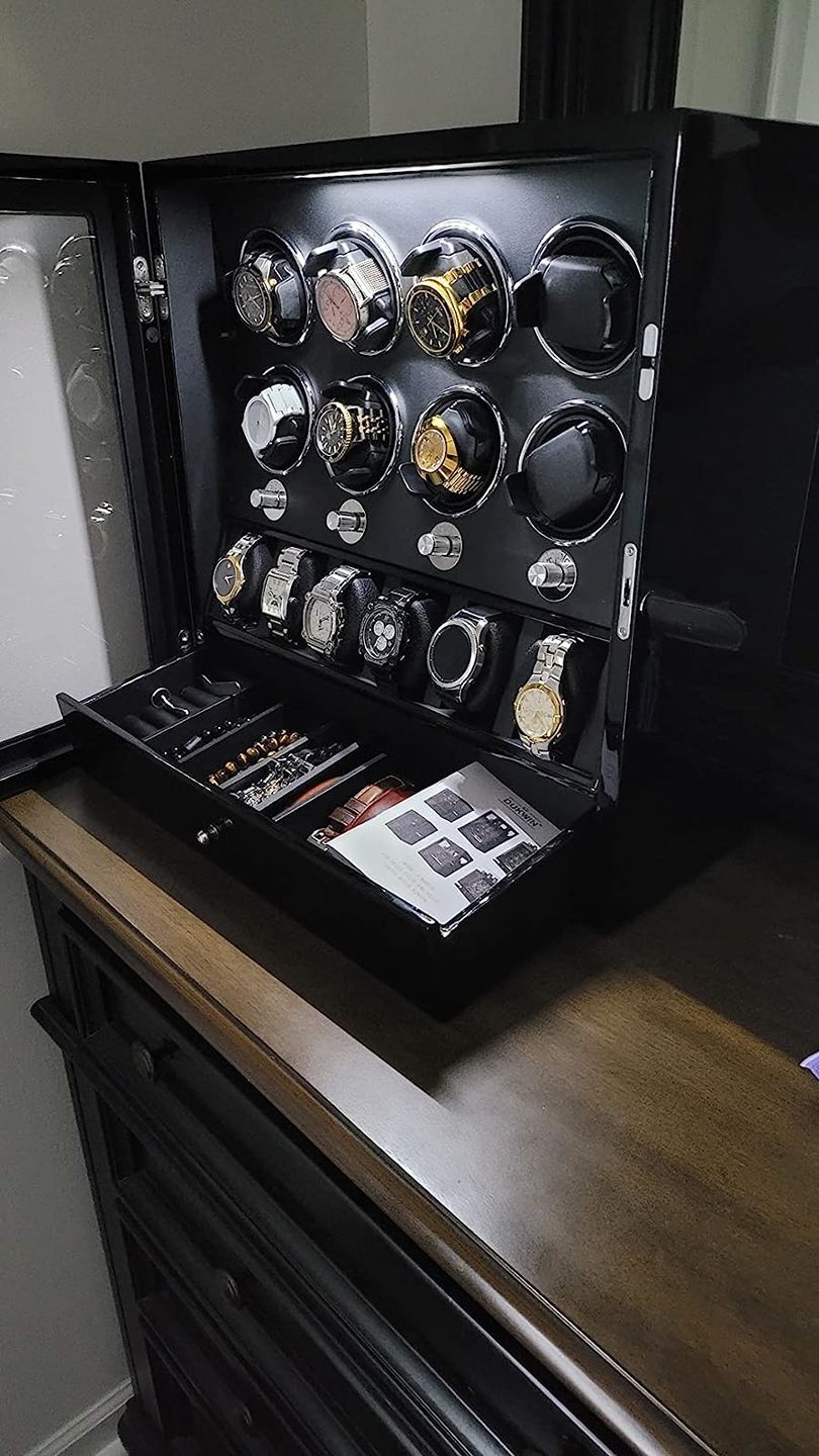 Customer photo review of 8 Watch Winders with Extra 6 Watch Display Storage and Jewelry Drawer