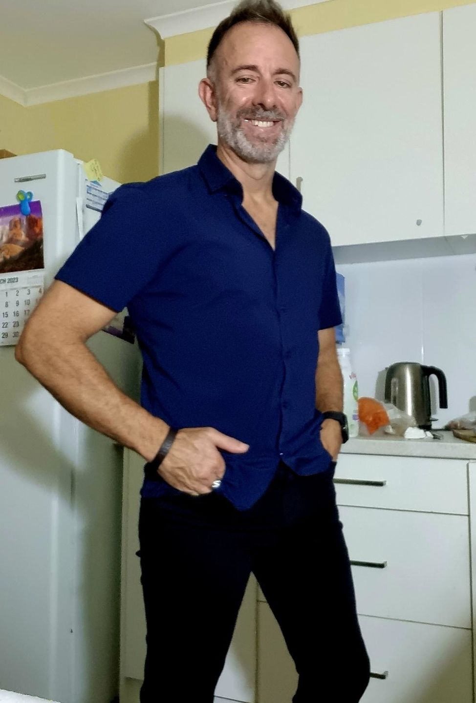 Customer photo review of Return Sale - Performance Bamboo Short Sleeve Shirt - Navy