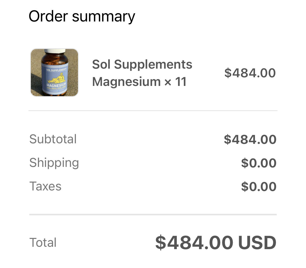 Customer photo review of Sol Supplements Magnesium