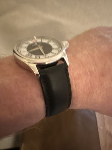 Customer review photo of a black Swift leather watch strap