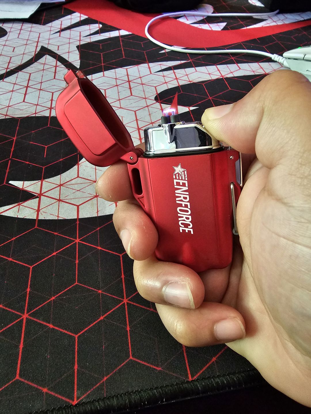 Customer photo review of Metallic Red Arc Lighter