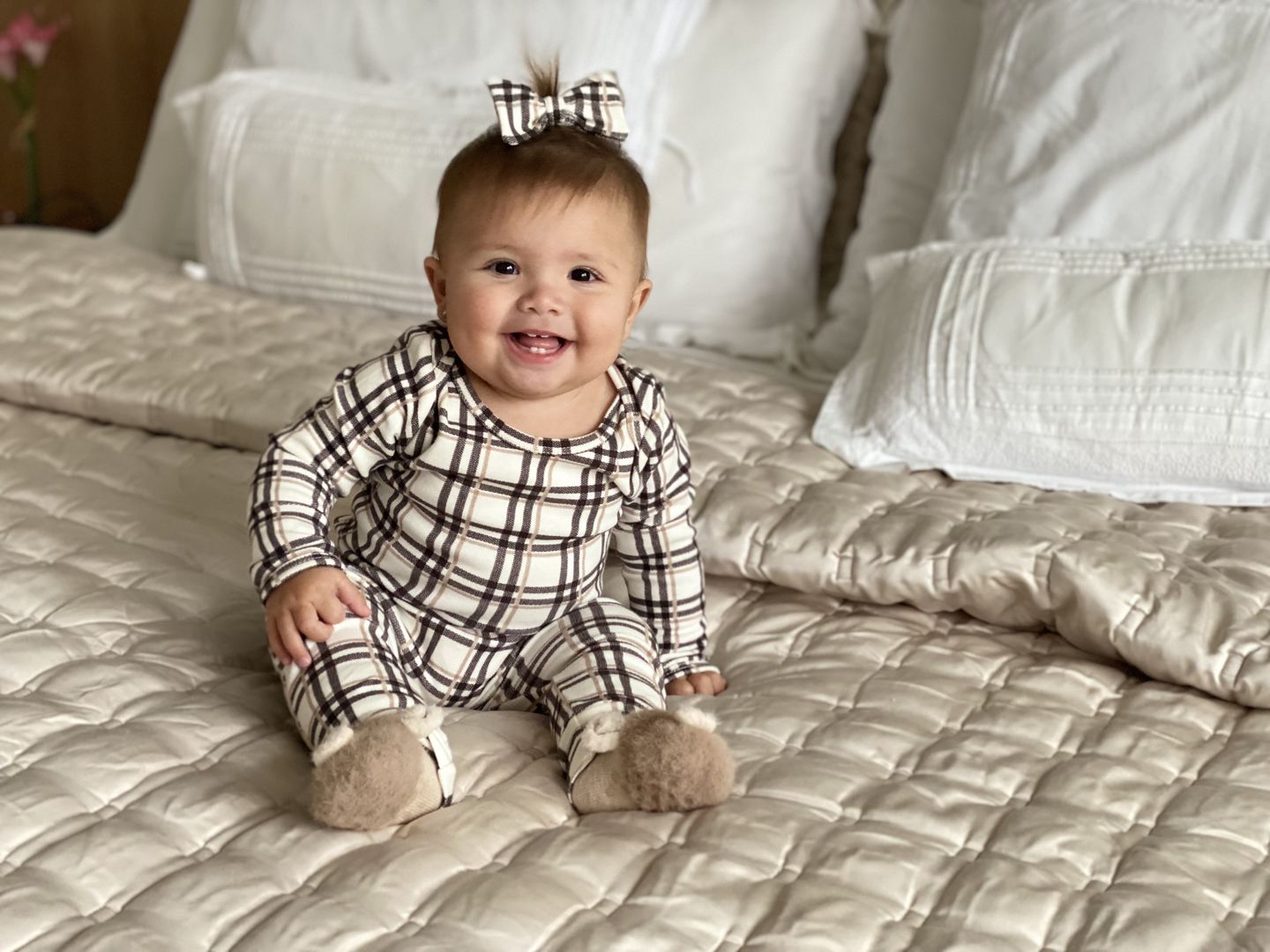 Customer photo review of Body de Bebê Manga Longa Unissex | Xadrez Plaid
