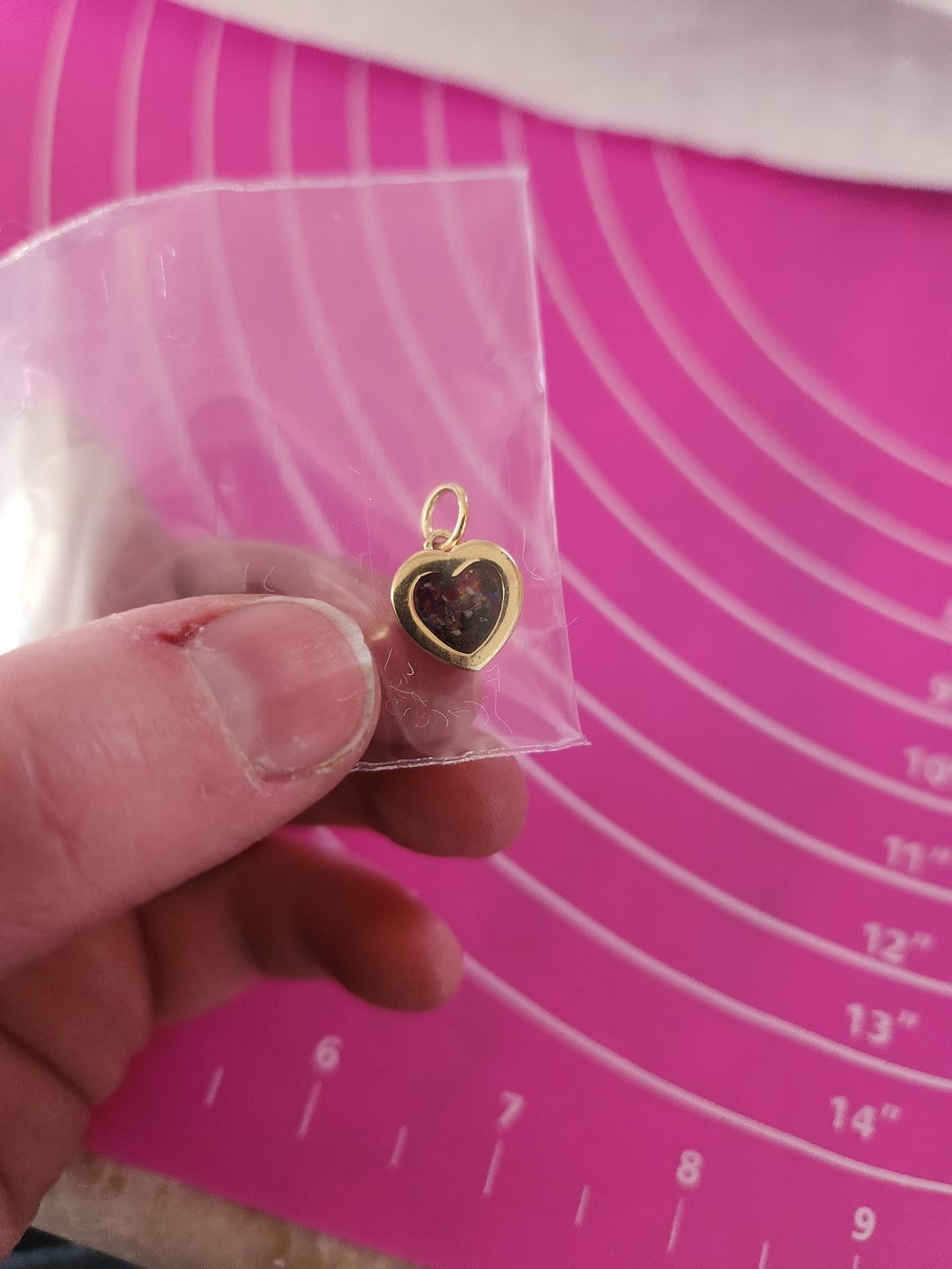 Customer photo review of Dainty Heart Cremation Pendant