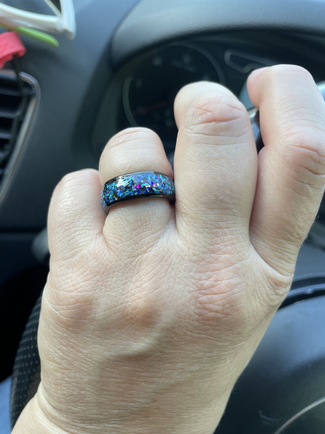 Customer photo review of The Black Opal 8mm Wonder Ring