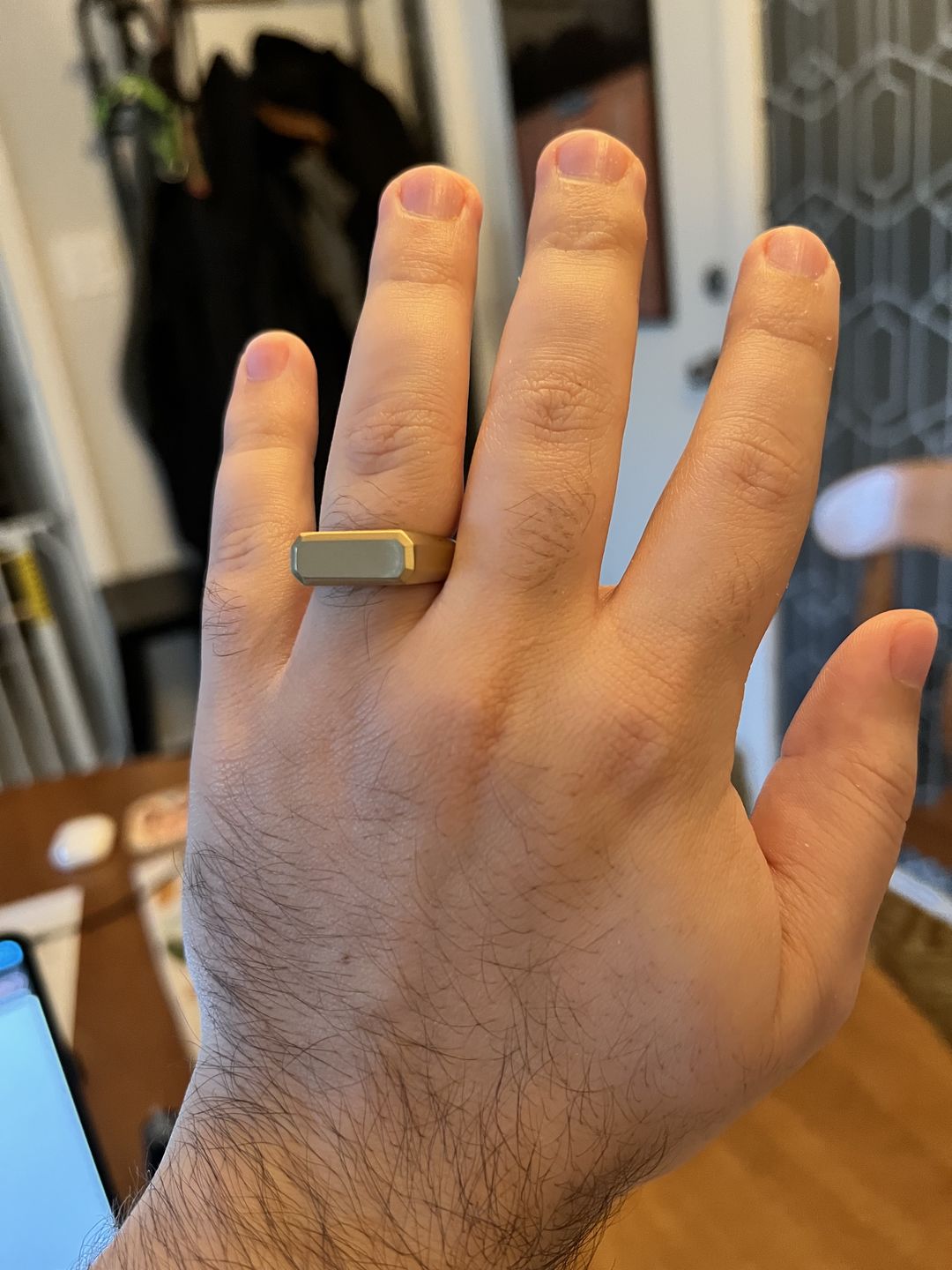 Customer photo review of Rectangle Matte Signet Ring