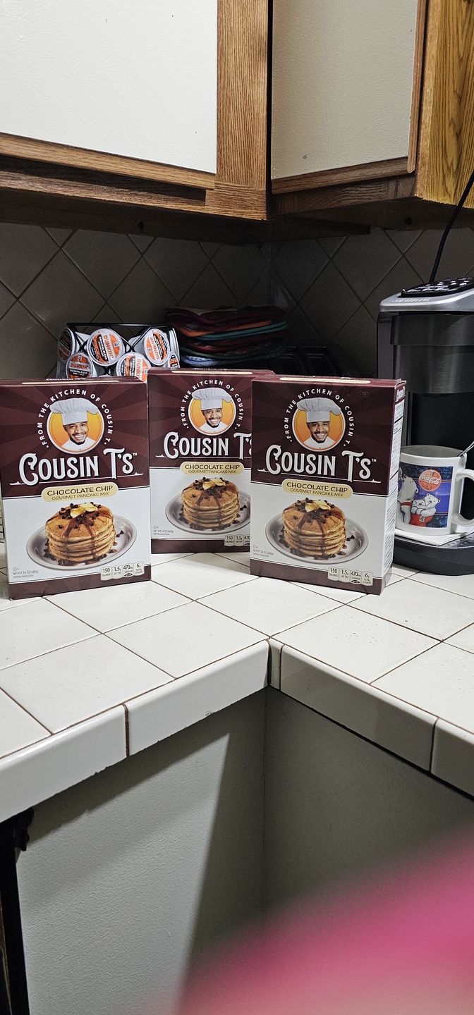 Customer photo review of Cousin T's Chocolate Chip Gourmet Pancake Mix (2 Pack)
