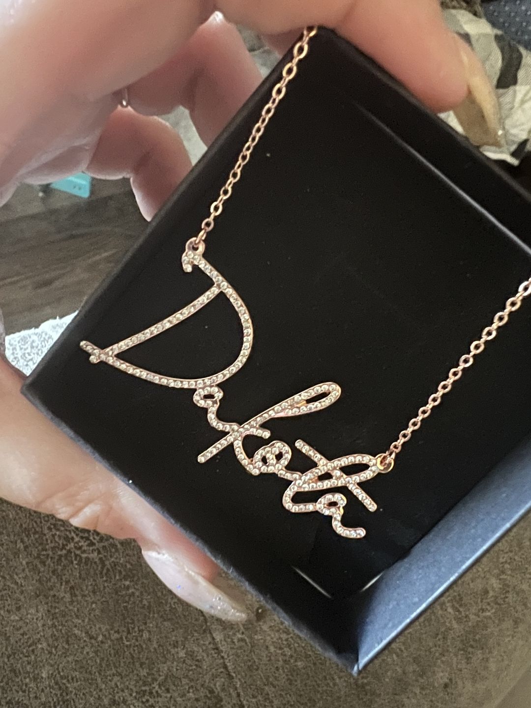 Customer photo review of Luxe Crystal Custom Necklace