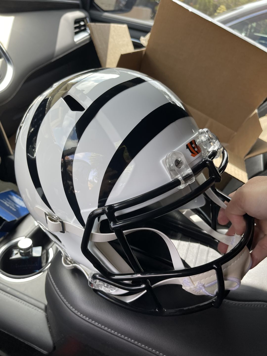 Customer photo review of Cincinnati Bengals White Alternate Replica Football Helmet