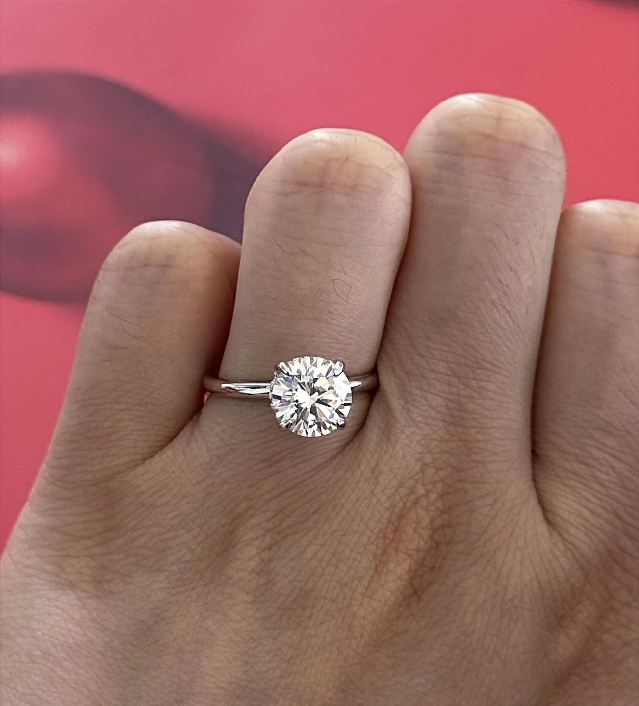 Customer photo review of Louily Classic Round Cut Engagement Ring For Women In Sterling Silver