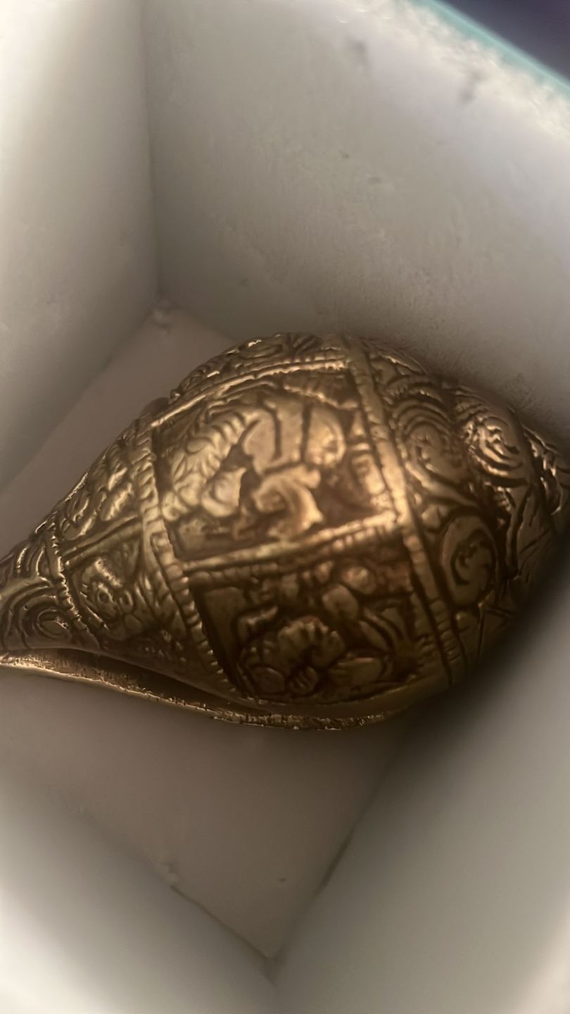 Customer photo review of Brass Ganesh Shankh with Carvings (5.5 Inch)