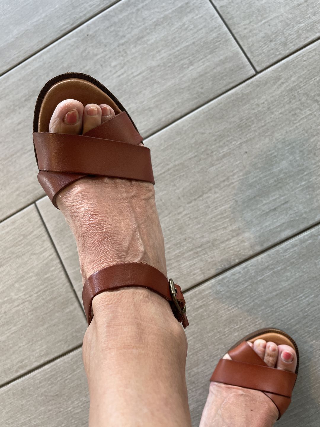 Customer photo review of Tan Georgia Sandals
