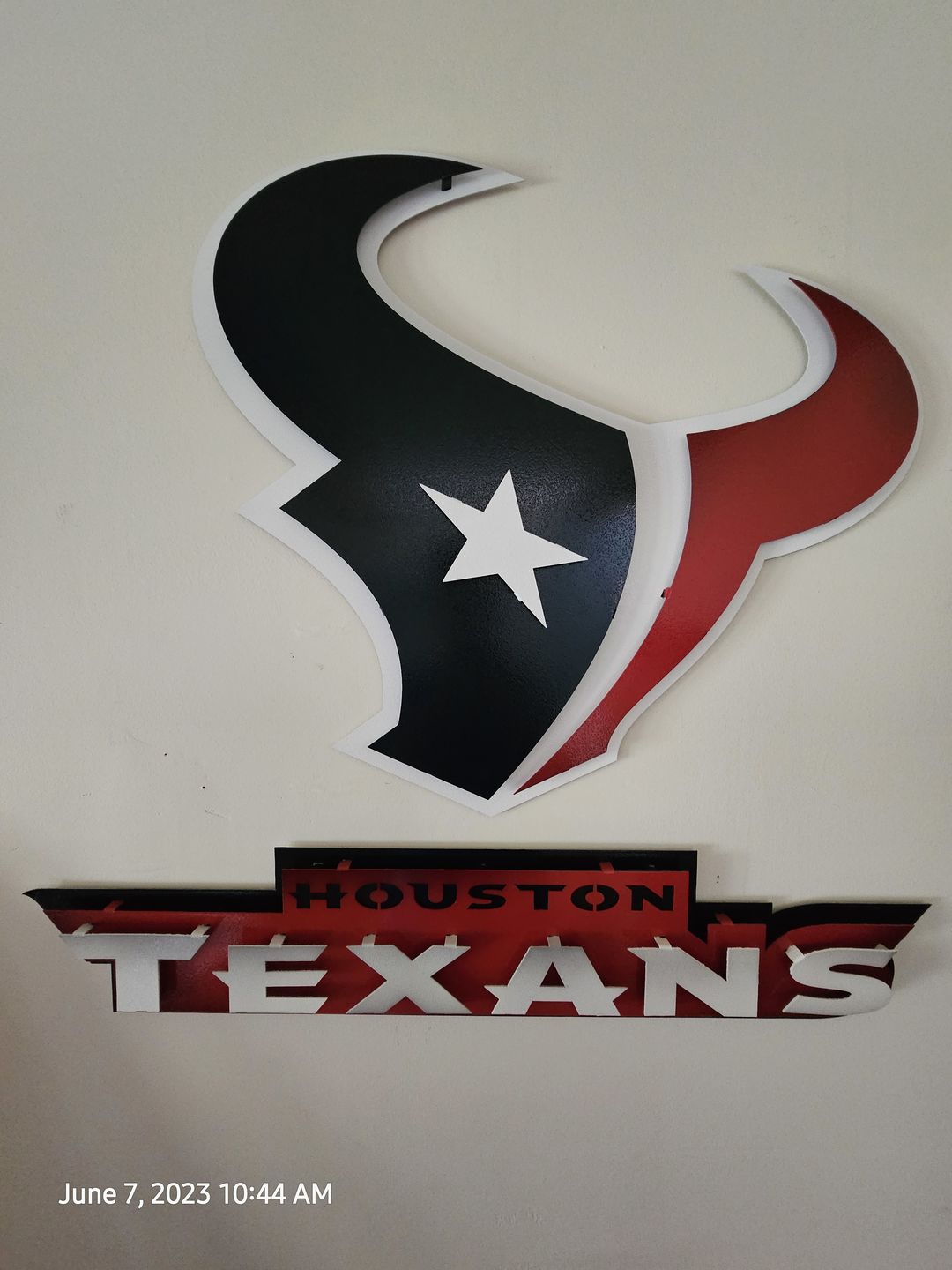 Customer photo review of Houston Texans 3D Vintage Metal Wall Art