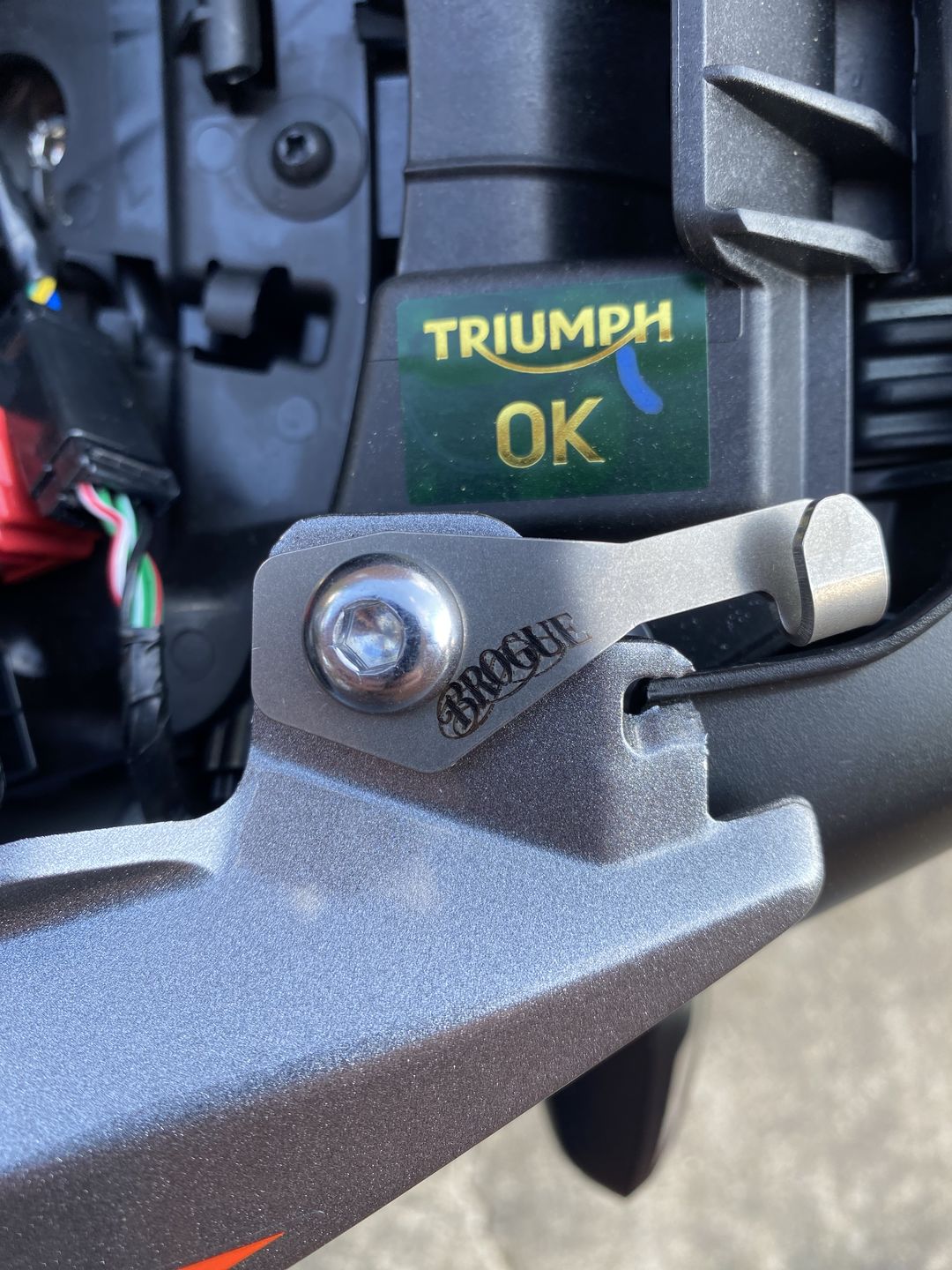Customer photo review of Triumph Street Triple Helmet Hook (lock)