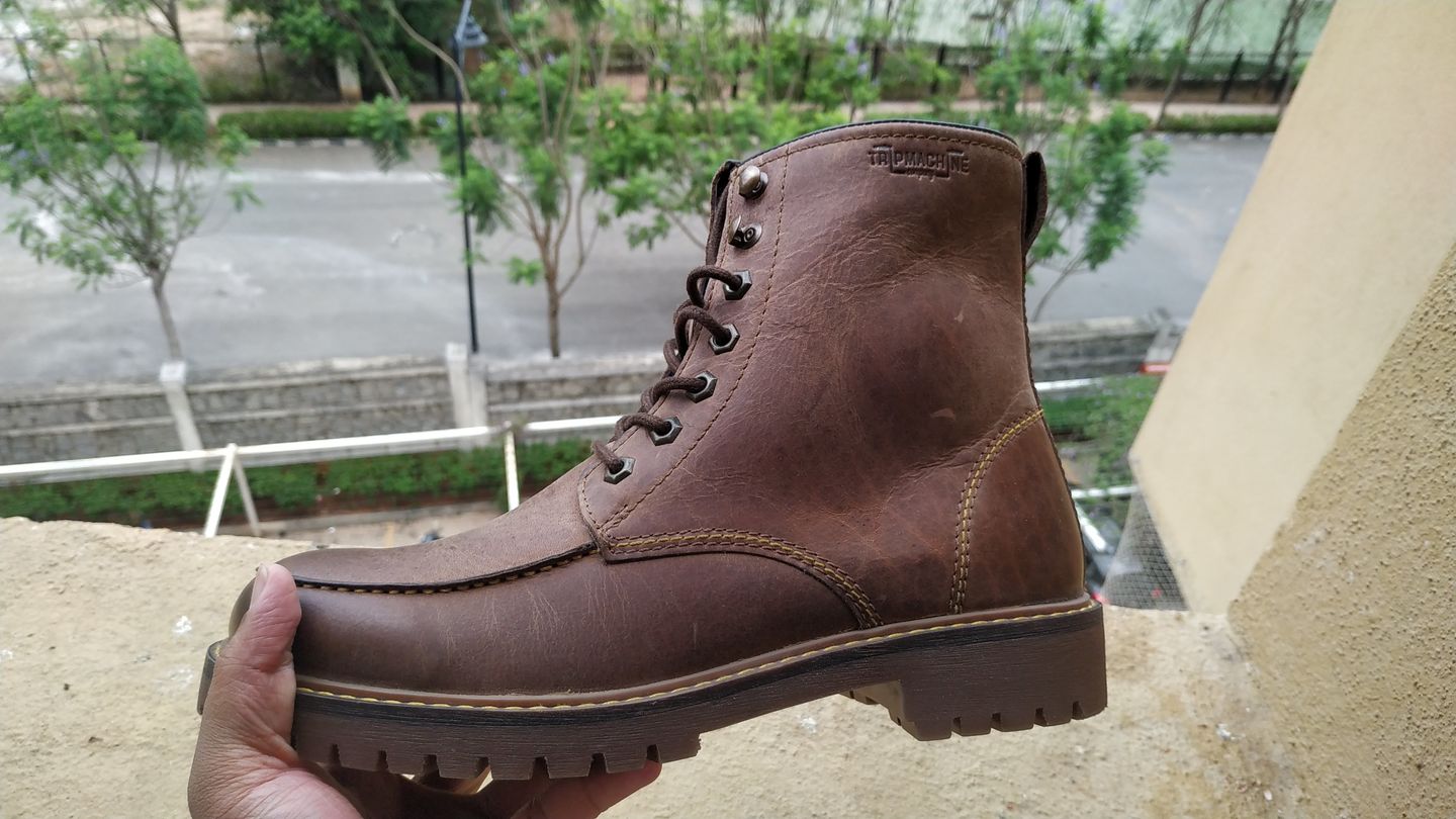 Customer photo review of boots moc-toe tobacco brown