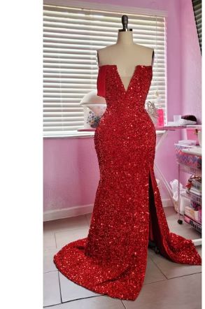 Customer photo review of Red Sequin on Velvet