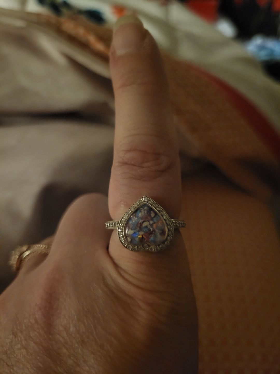 Customer photo review of Bedazzled Heart Cremation Ring