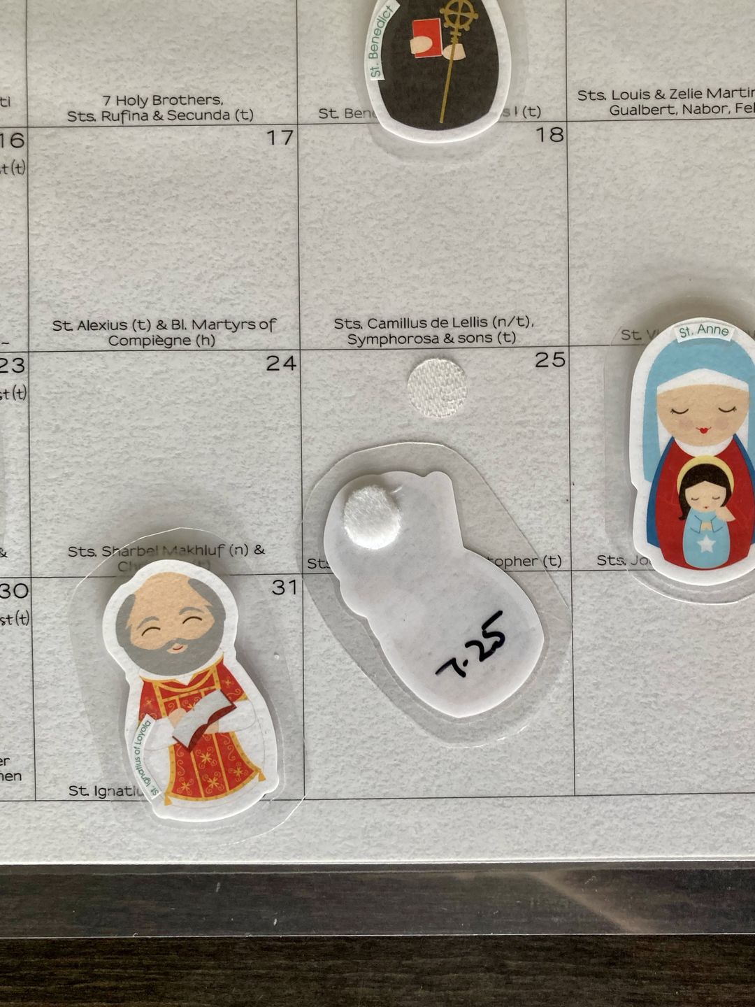 Customer photo review of Saints of the Month Sticker Book