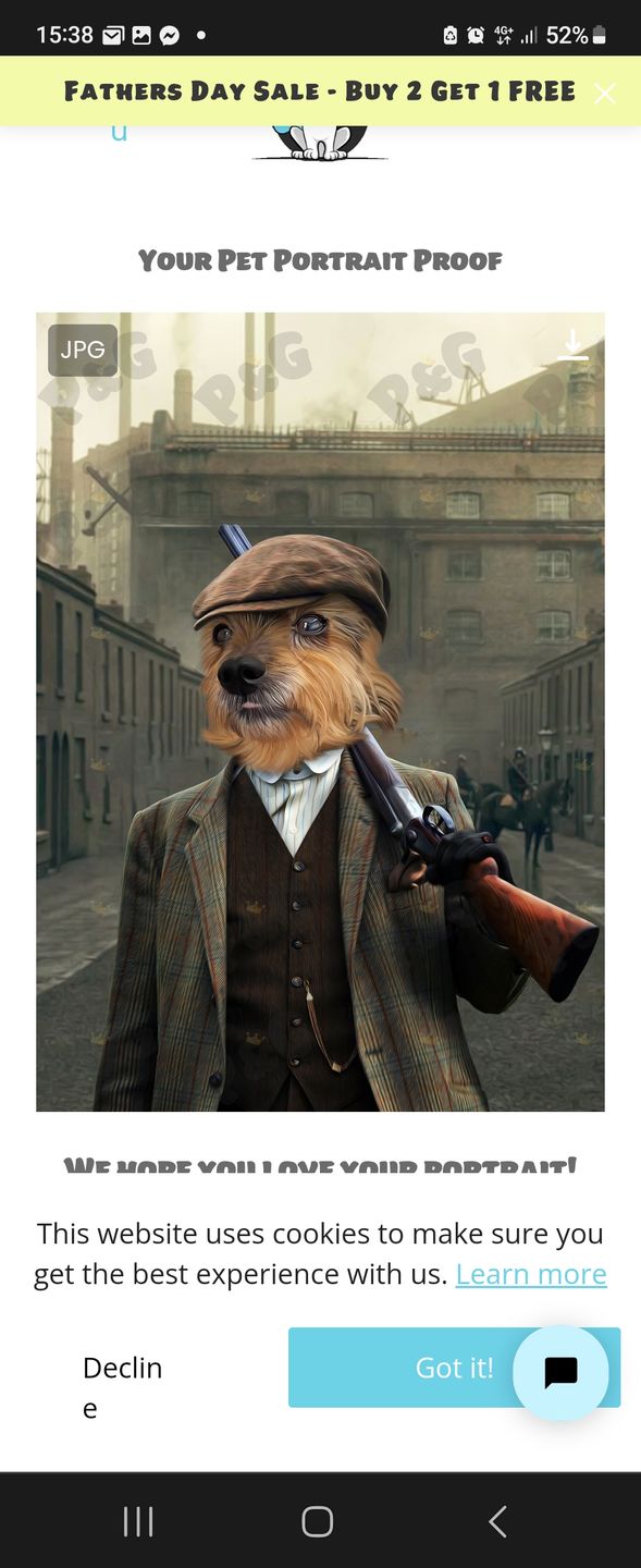 Customer photo review of The Thug (Peaky Blinders Inspired): Custom Pet Portrait