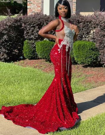 Customer photo review of Red Sequin on Velvet
