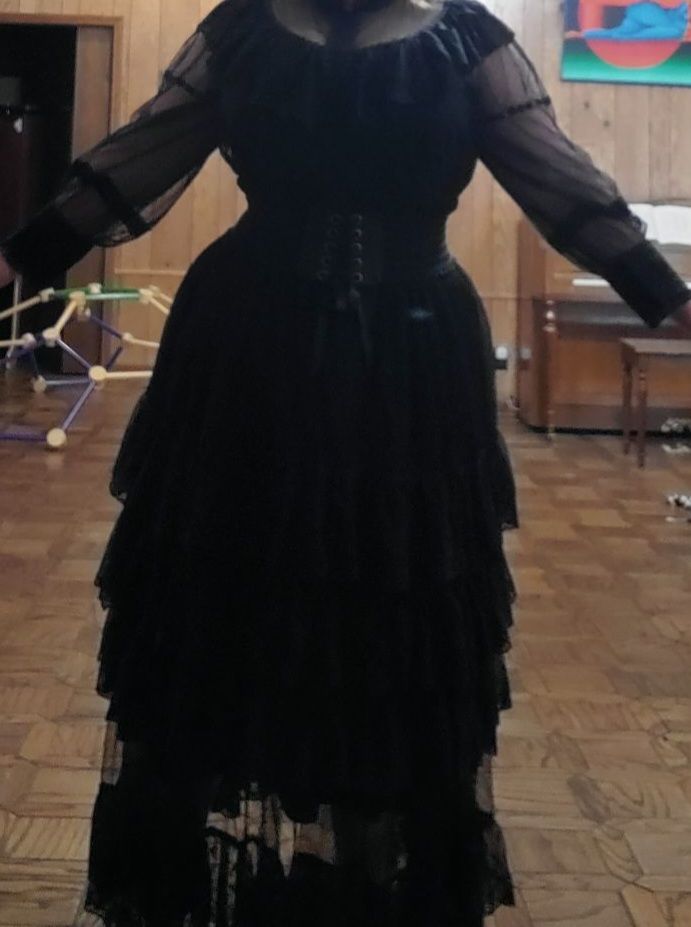 Customer photo review of Edwardian Style Gothic Black Long Dress - Victorian Lace Dress Plus Size