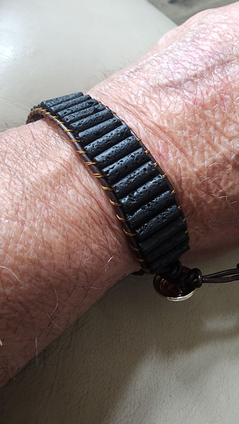 Customer photo review of Men's Lava Stone Bracelet