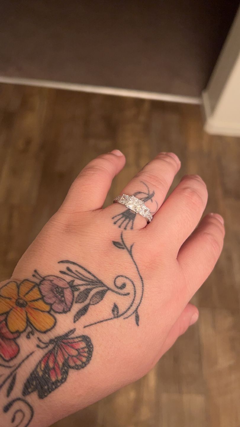 Customer photo review of 3-Stone 1.6ct Princess CZ Ring in Sterling Silver
