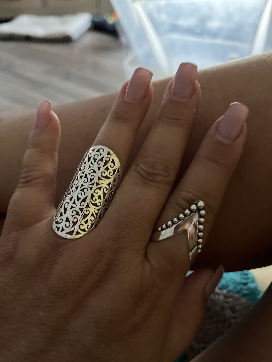 Customer photo review of Full Finger Statement Sterling Silver Ring