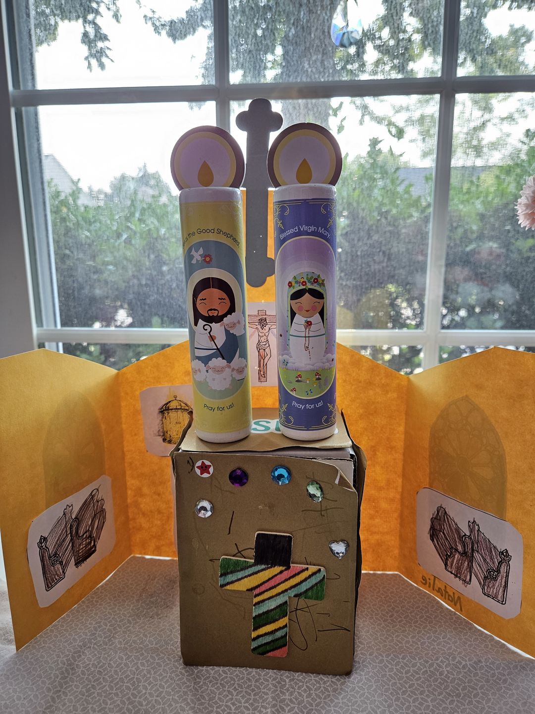 Customer photo review of Jesus Christ, the Good Shepherd (The Our Father) Wooden Prayer Candle