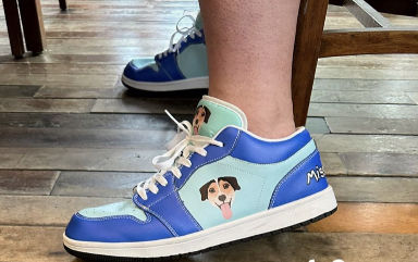 Customer photo review of Personalized Sneakers, Custom Sneakers, Put name or business name on it, AJ1-C03200