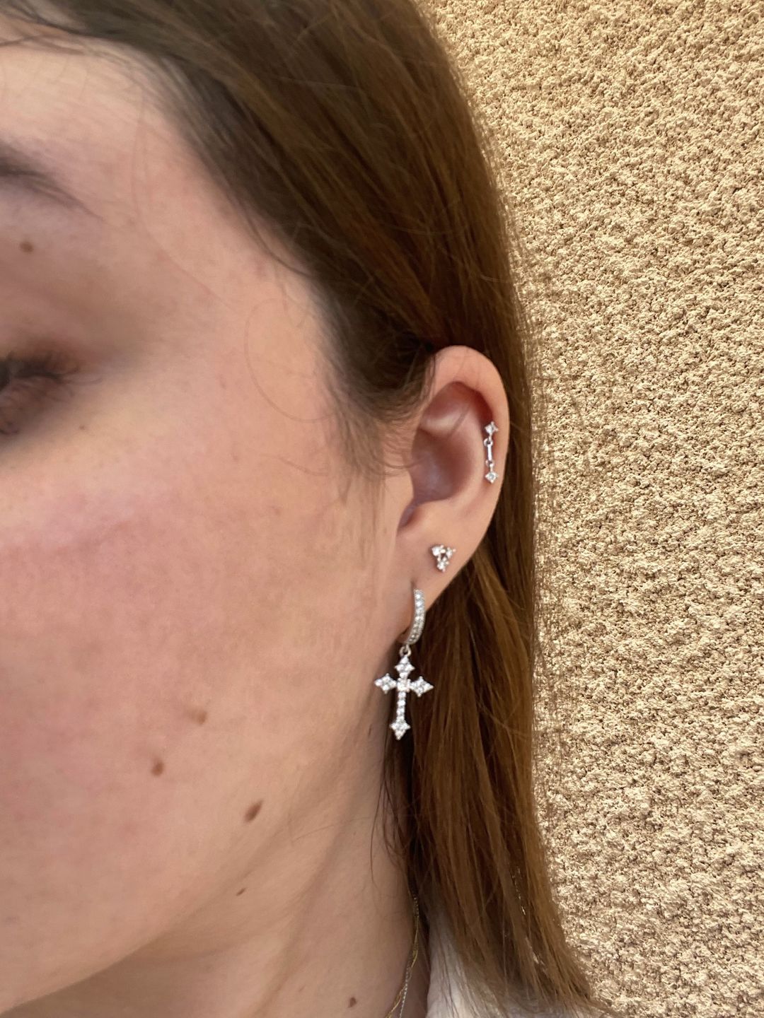Customer photo review of FAITH EARRINGS. - WHITE GOLD