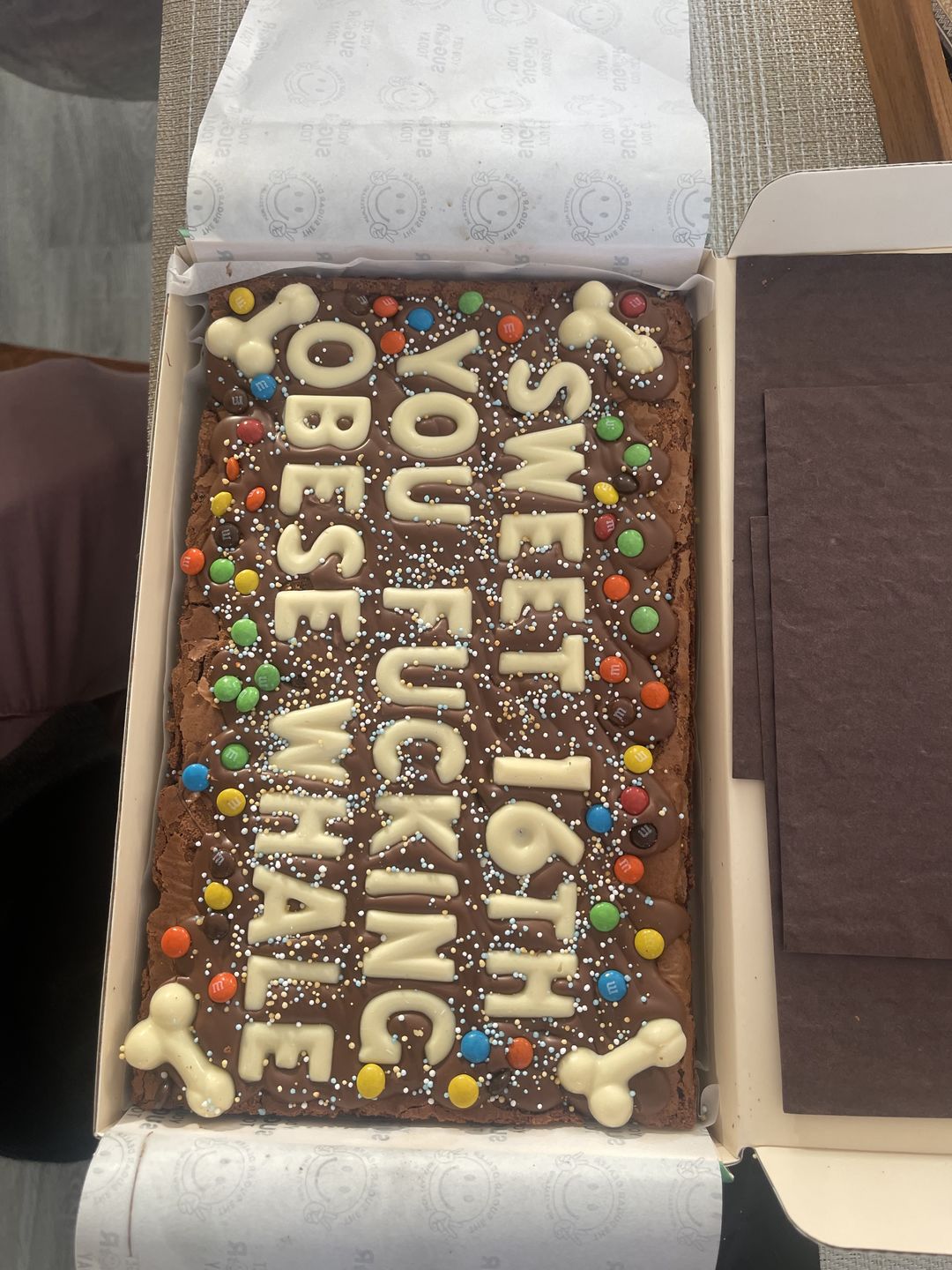 Customer photo review of Mega custom message dick brownie