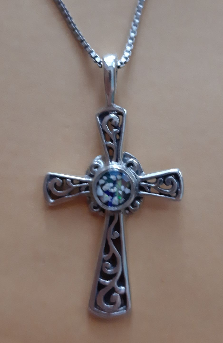 Customer photo review of Cross Pendant with Cremation Ash