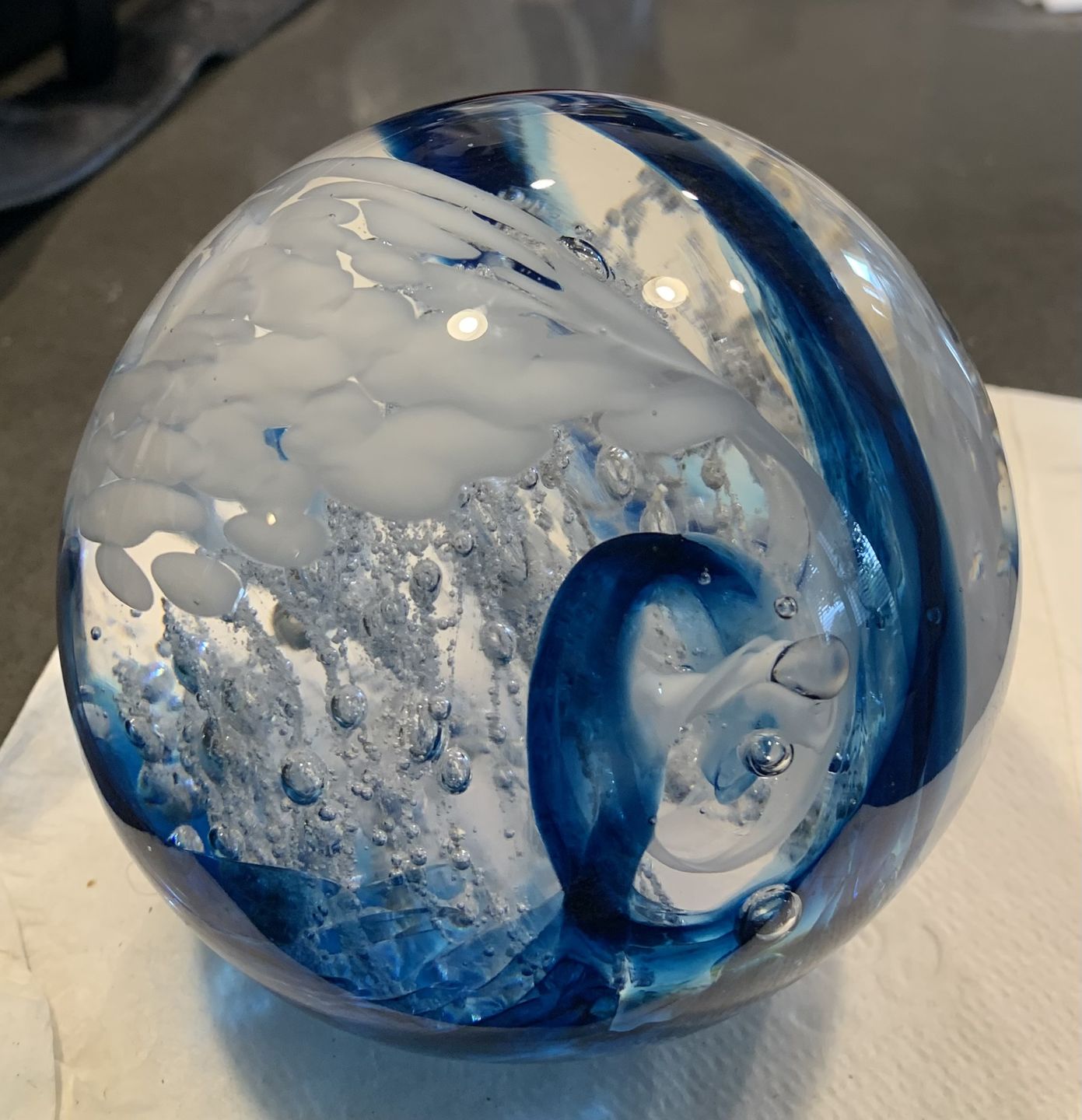 Customer photo review of Glimmer Orb with Cremation Ashes