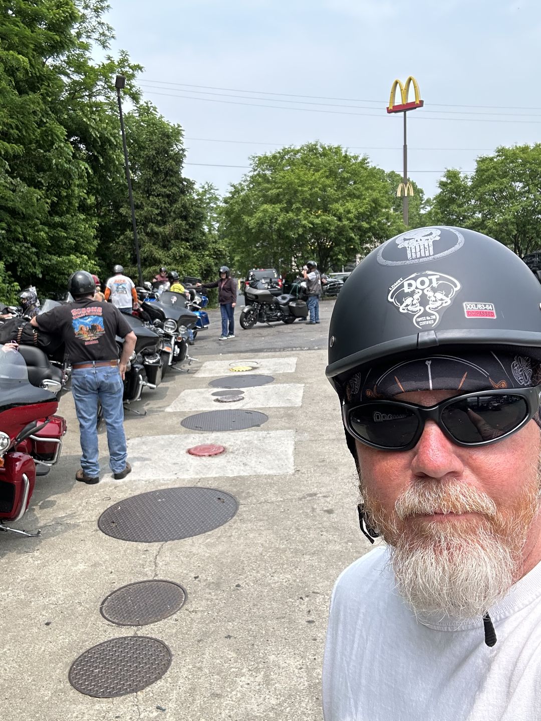 Customer photo review of Low Profile Reversible DOT Polo Helmet / Punisher