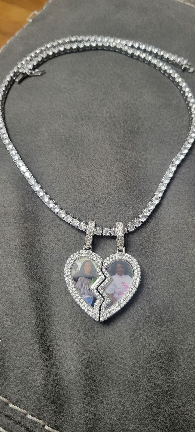 Customer photo review of Split heart Custom picture necklace